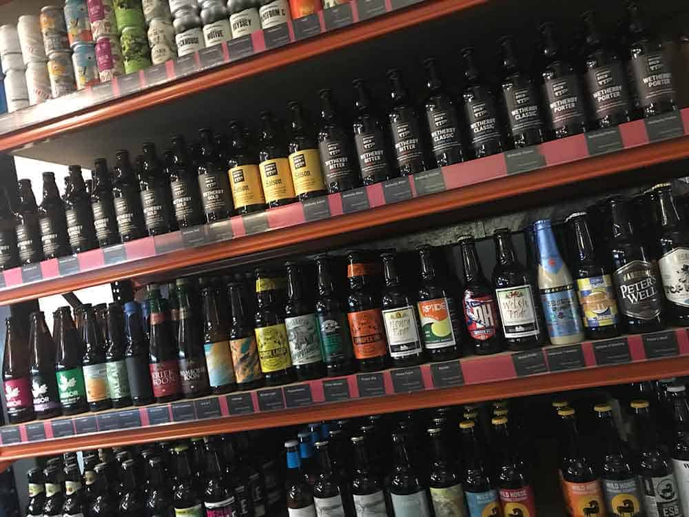 Wetherby brewery bottles on a shelf